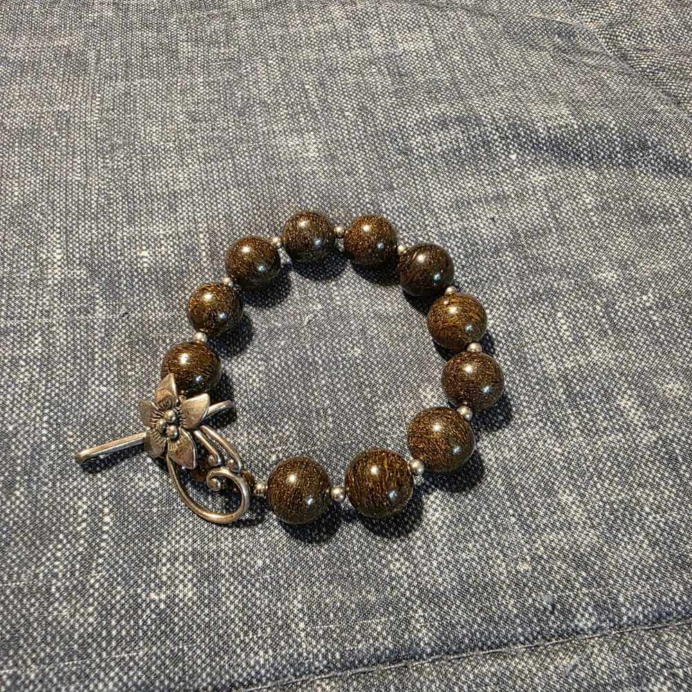 Silpada Brown Beaded Bracelet with Floral Charm